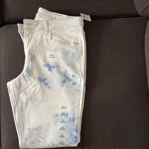 Blue and white tie dye jeans